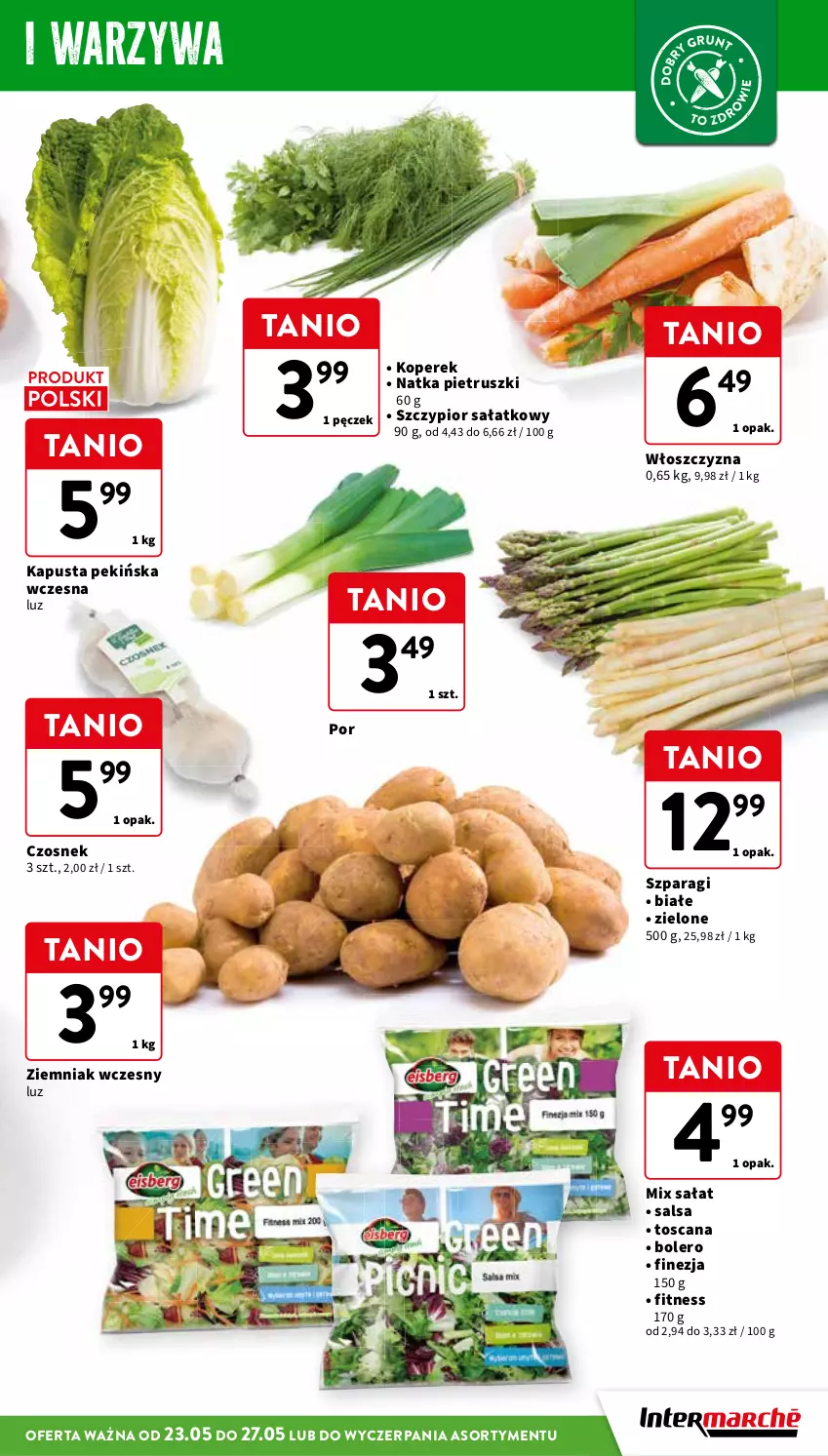 Gazetka promocyjna Intermarche - ważna 23.05 do 27.05.2024 - strona 19 - produkty: Czosnek, Natka pietruszki, Por, Sałat, Salsa, Warzywa