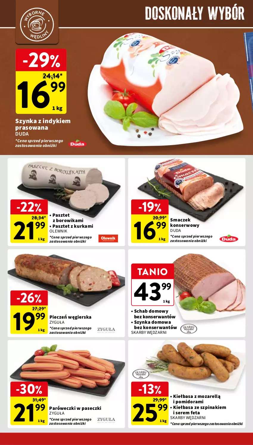 Gazetka promocyjna Intermarche - ważna 23.05 do 27.05.2024 - strona 22 - produkty: Duda, Feta, Kiełbasa, Olewnik, Pasztet, Piec, Ser, Szpinak, Szynka