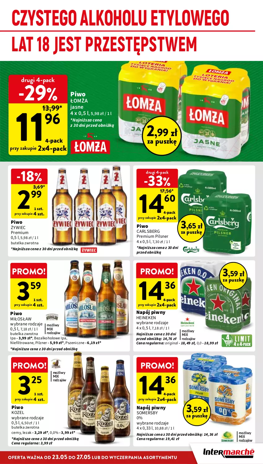 Gazetka promocyjna Intermarche - ważna 23.05 do 27.05.2024 - strona 37 - produkty: Carlsberg, Gin, Heineken, Kozel, Napój, Piwo, Somersby