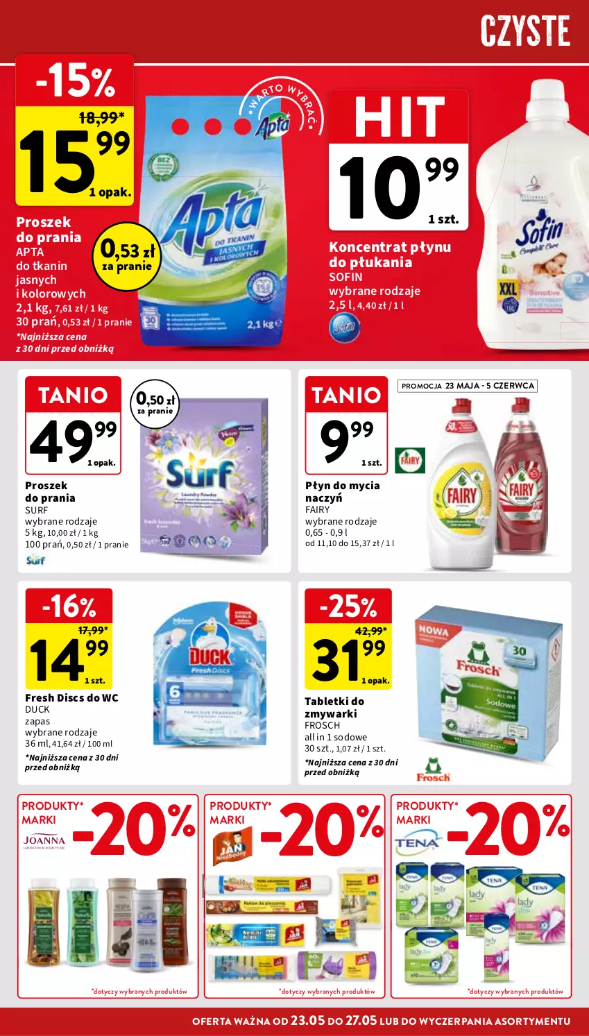 Gazetka promocyjna Intermarche - ważna 23.05 do 27.05.2024 - strona 38 - produkty: Do mycia naczyń, Duck, Fa, Fairy, Frosch, Płyn do mycia, Płyn do mycia naczyń, Proszek do prania, Surf, Tablet, Tabletki do zmywarki, Zmywarki