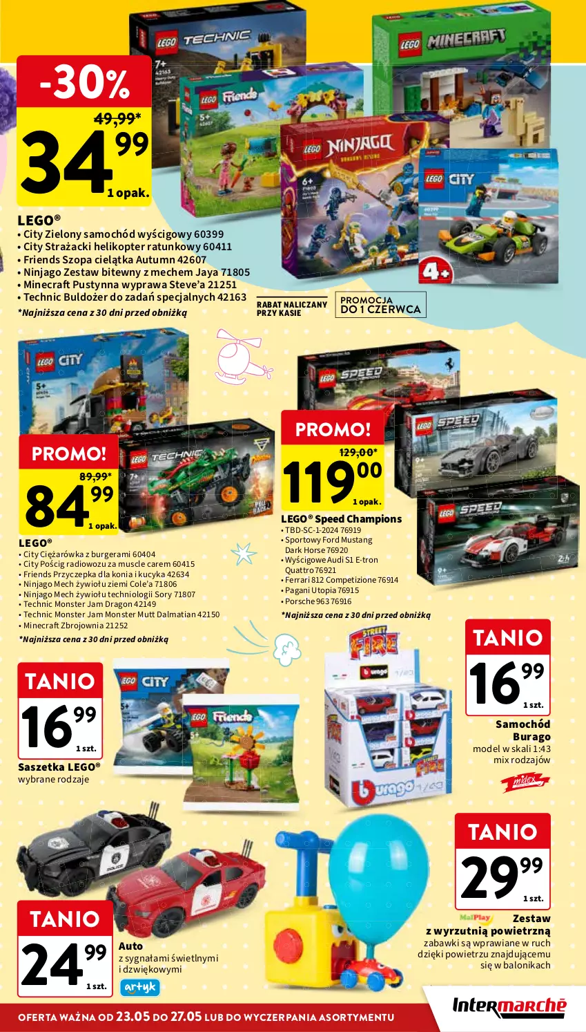 Gazetka promocyjna Intermarche - ważna 23.05 do 27.05.2024 - strona 7 - produkty: Buldożer, Burger, Helikopter, LEGO, Minecraft, Mus, Por, Samochód, Sport, Top