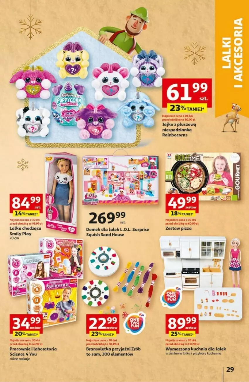 Gazetka promocyjna Auchan - ważna 30.11 do 06.12.2023 - strona 22 - produkty: Bransoletka, Domek dla lalek, Kuchnia, L.O.L., Lalka, Pizza, Przybory kuchenne