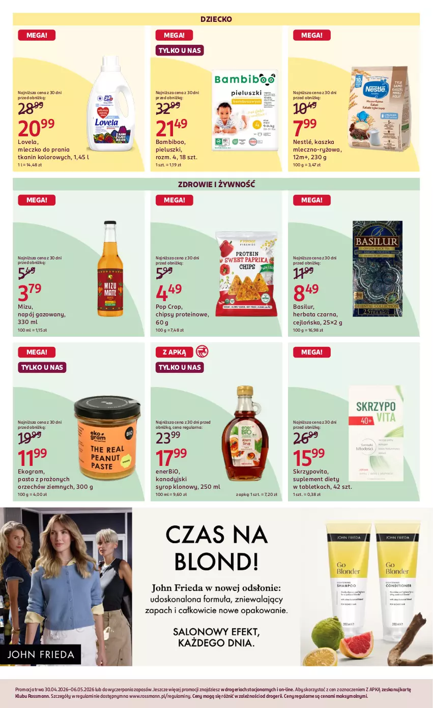 Gazetka promocyjna Rossmann - Gazetka promocyjna Rossmanna - ważna 30.04 do 06.05.2026 - strona 8 - produkty: Chipsy, Enerbio, Gra, Herbata, Herbata czarna, Lovela, Mleczko, Mleczko do prania, Napój, Napój gazowany, Nestlé, Ryż, Suplement diety, Syrop, Tablet, Zdrowie