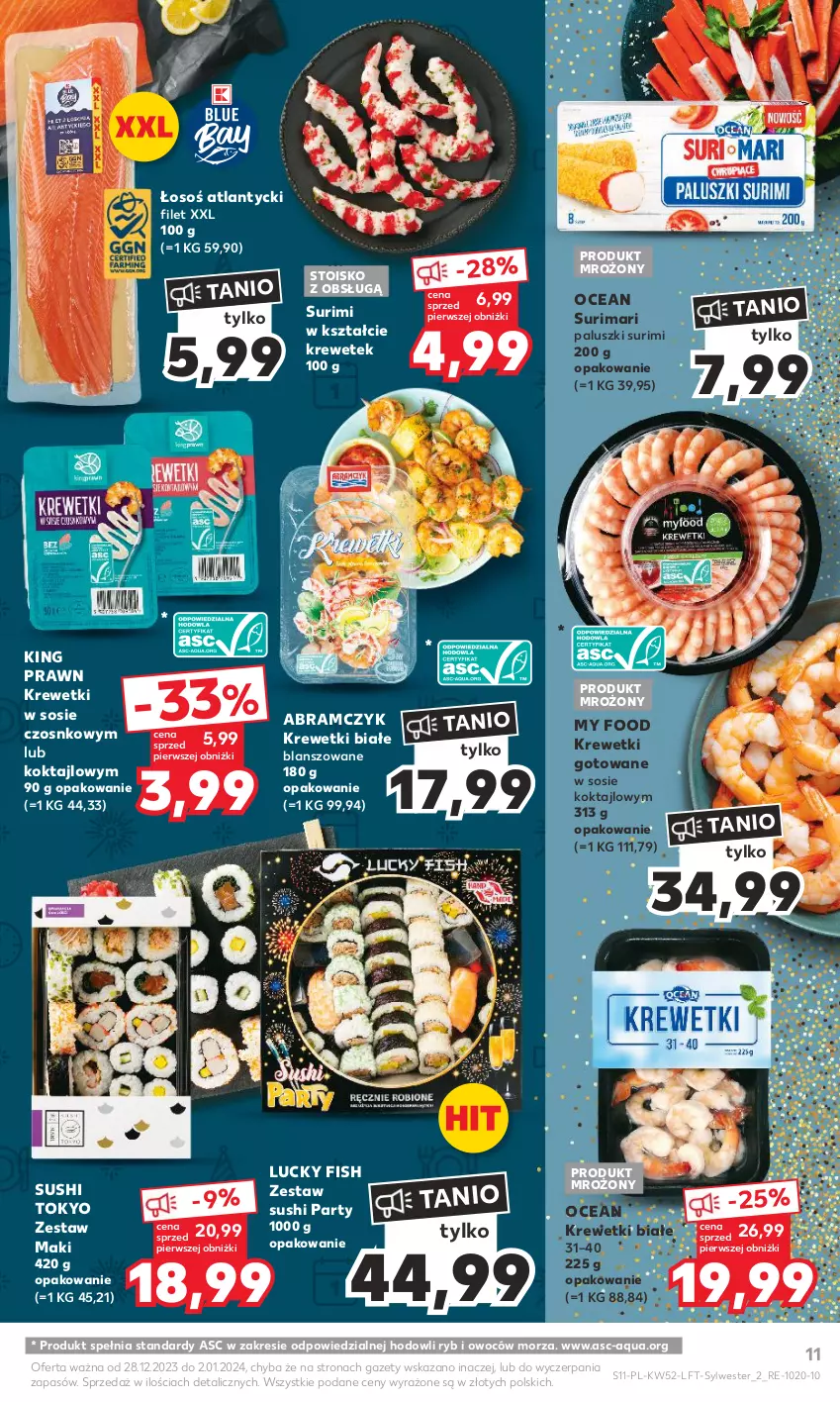 Gazetka promocyjna Kaufland - Gazetka tygodnia - ważna 28.12.2023 do 02.01.2024 - strona 11 - produkty: Krewetki, Sos, Surimi, Sushi