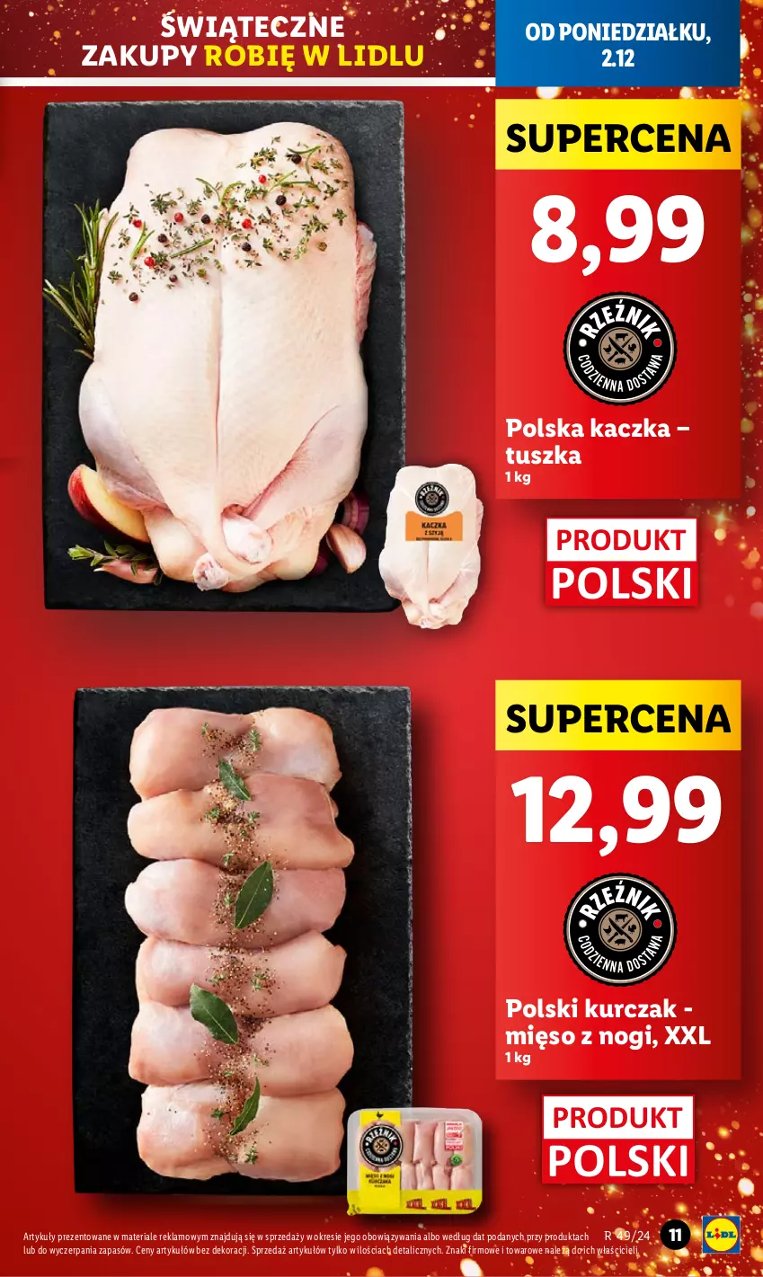 Gazetka promocyjna Lidl - GAZETKA - ważna 02.12 do 04.12.2024 - strona 11 - produkty: Kaczka, Kurczak, Mięso, Tusz