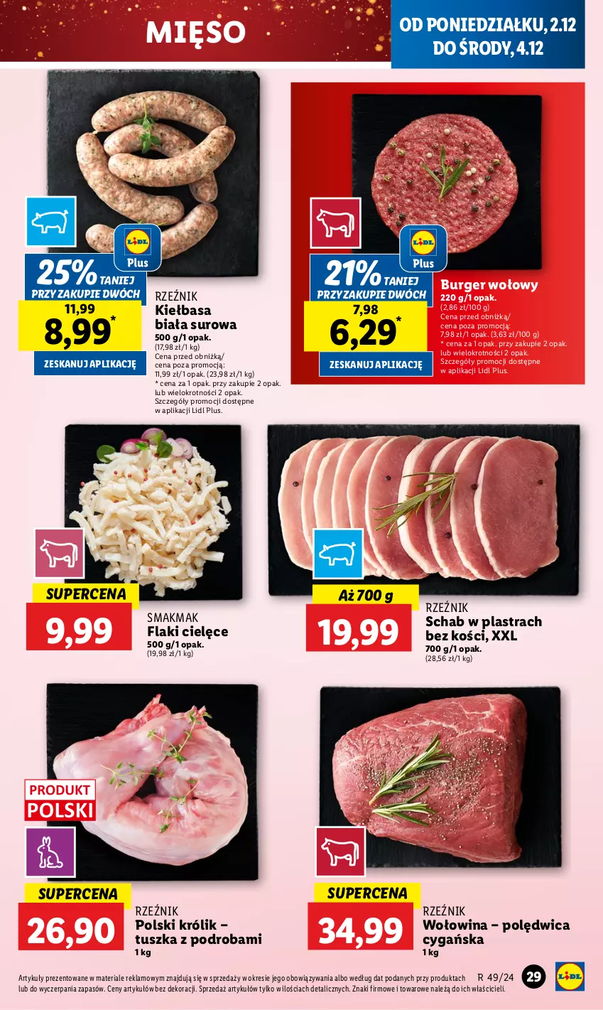 Gazetka promocyjna Lidl - GAZETKA - ważna 02.12 do 04.12.2024 - strona 31 - produkty: Burger, Flaki, Kiełbasa, Kiełbasa biała, Królik, Mięso, Polędwica, Tusz, Wołowina