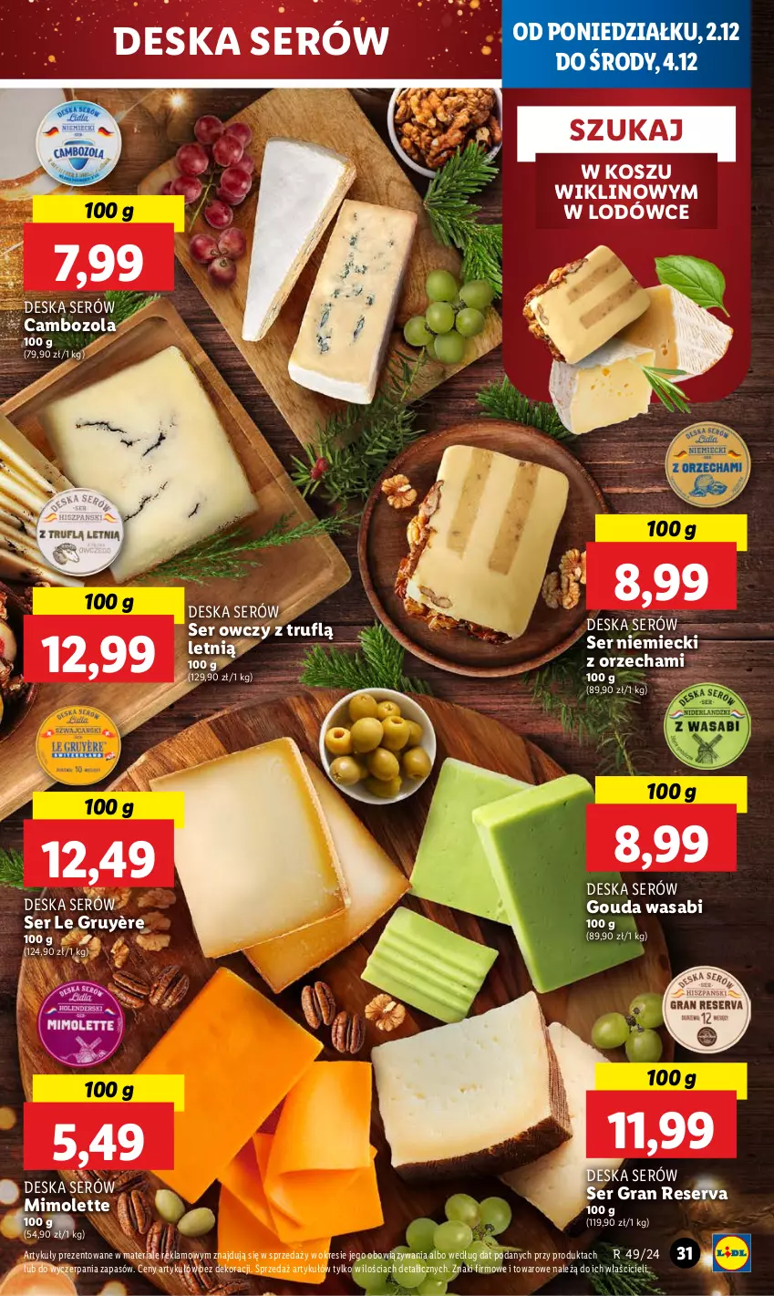 Gazetka promocyjna Lidl - GAZETKA - ważna 02.12 do 04.12.2024 - strona 33 - produkty: Deska serów, Gouda, Gra, Kosz, Mimolette, Ser, Ser owczy, Wasa