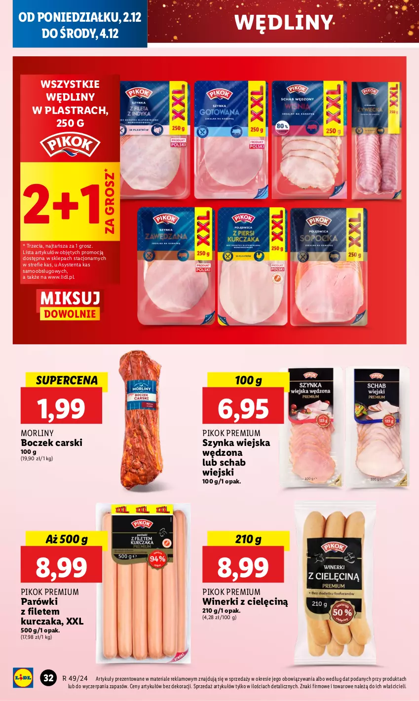 Gazetka promocyjna Lidl - GAZETKA - ważna 02.12 do 04.12.2024 - strona 34 - produkty: Boczek, Cars, Kurczak, Morliny, Parówki, PIKOK, Szynka