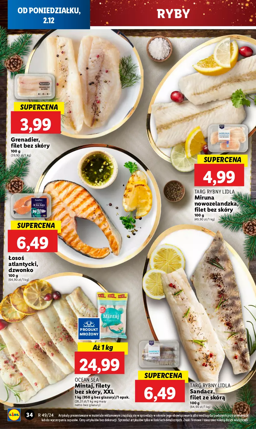 Gazetka promocyjna Lidl - GAZETKA - ważna 02.12 do 04.12.2024 - strona 36 - produkty: Grenadier, Lazur, Mintaj, Miruna, Sandacz