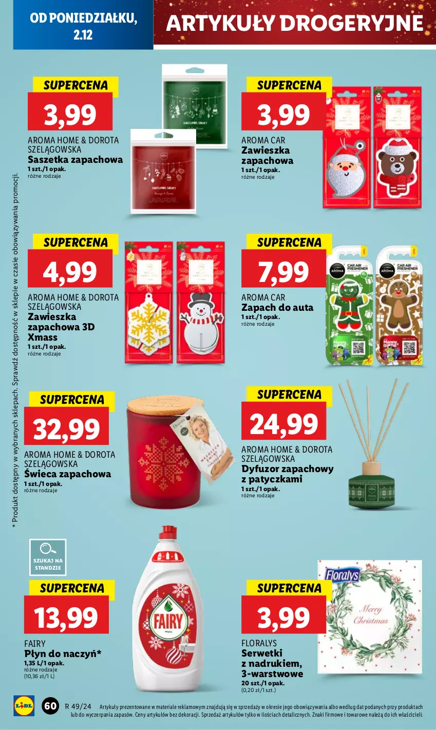 Gazetka promocyjna Lidl - GAZETKA - ważna 02.12 do 04.12.2024 - strona 64 - produkty: Dyfuzor zapachowy, Fa, Fairy, Flora, Ser, Serwetki