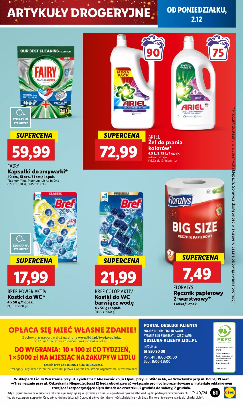 Gazetka promocyjna Lidl - GAZETKA - ważna 02.12 do 04.12.2024 - strona 65 - produkty: Ariel, Bref, Fa, Fairy, Flora, Gra, Mola, Papier, Rama, Ręcznik, Zmywarki