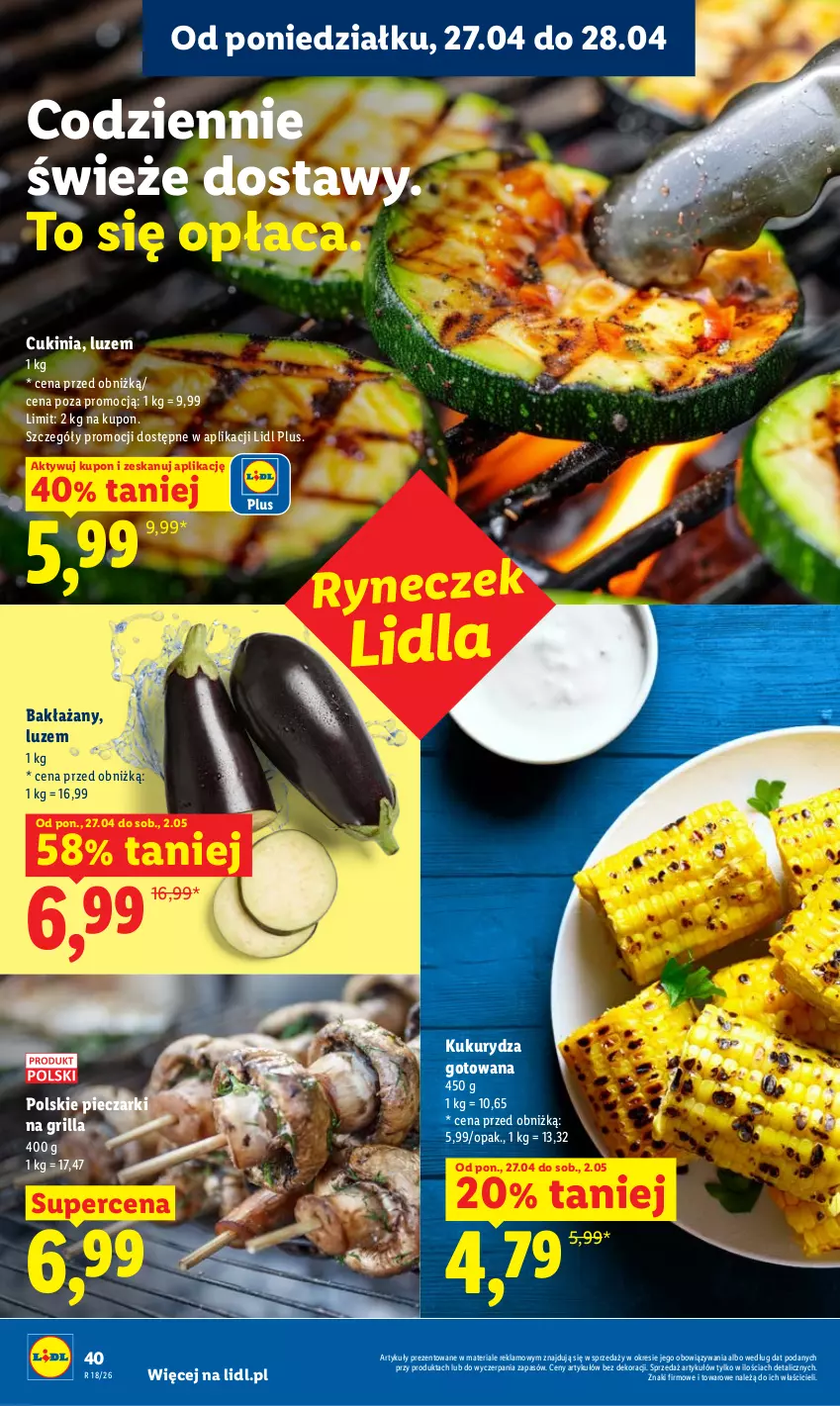 Gazetka promocyjna Lidl - Gazetka ważna od 27.04 do 28.04 - ważna 27.04 do 28.04.2026 - strona 40 - produkty: Grill, Kukurydza, Piec