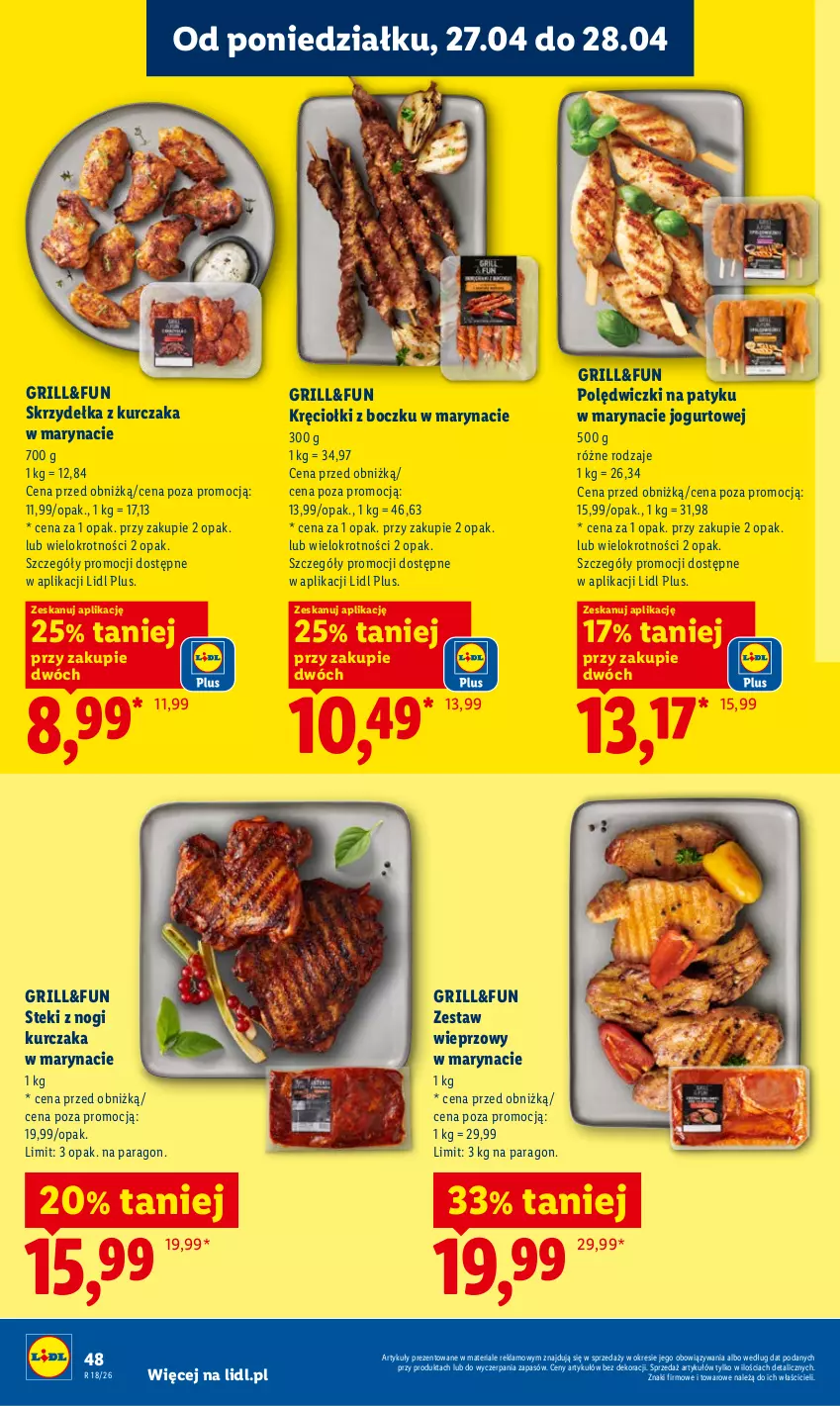 Gazetka promocyjna Lidl - Gazetka ważna od 27.04 do 28.04 - ważna 27.04 do 28.04.2026 - strona 48 - produkty: Grill, Jogurt, Kurczak, Skrzydełka z kurczaka, Stek