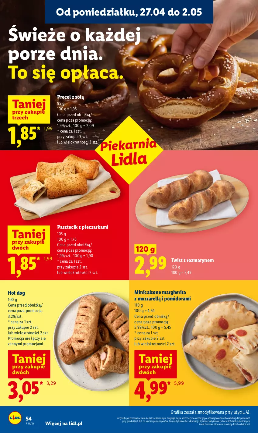 Gazetka promocyjna Lidl - Gazetka ważna od 27.04 do 28.04 - ważna 27.04 do 28.04.2026 - strona 54 - produkty: Gra, Grafika, Hot dog, Pasztecik z pieczarkami, Piec, Pieczarka, Por