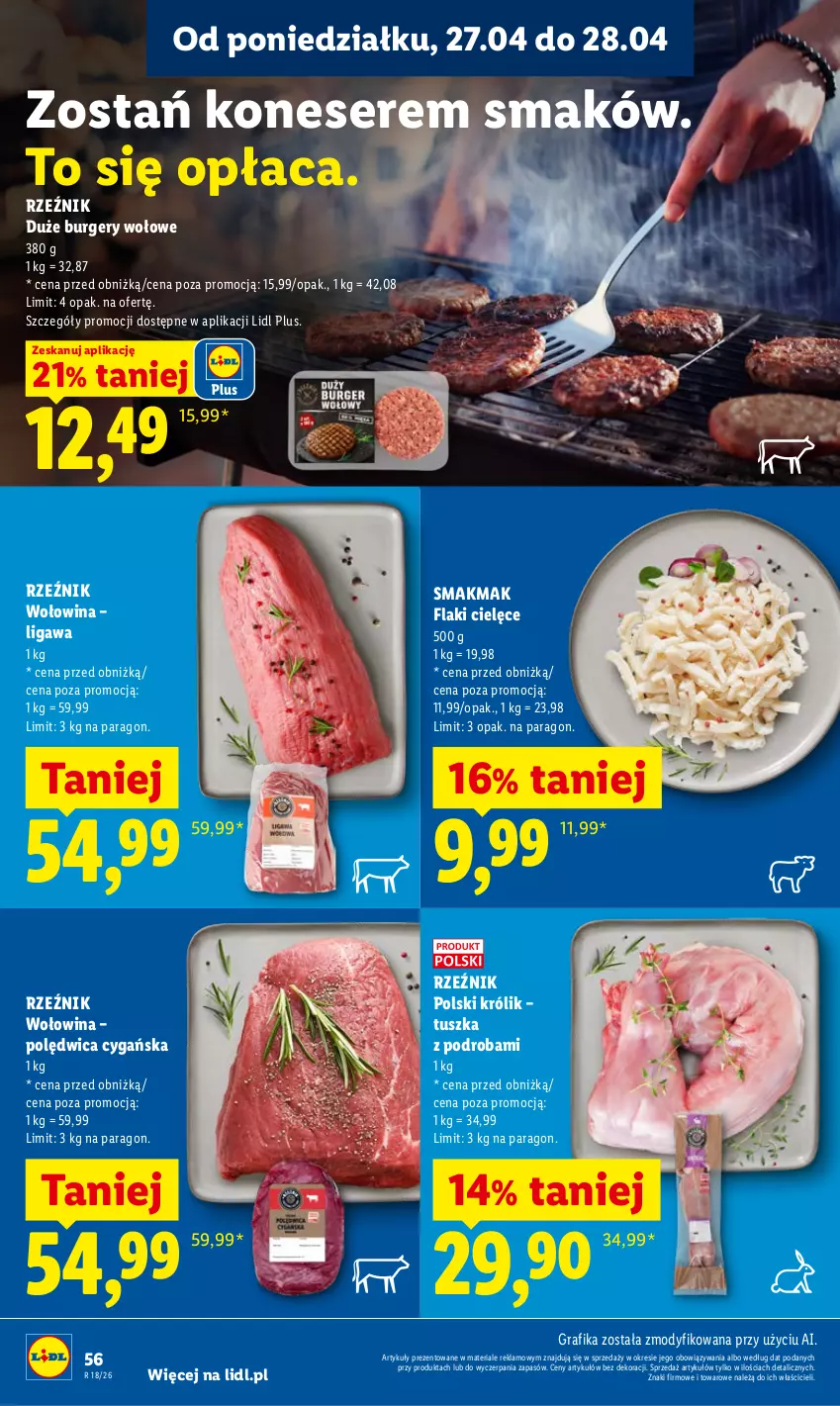 Gazetka promocyjna Lidl - Gazetka ważna od 27.04 do 28.04 - ważna 27.04 do 28.04.2026 - strona 56 - produkty: Burger, Flaki, Gra, Grafika, Królik, Polędwica, Ser, Tusz, Wołowina