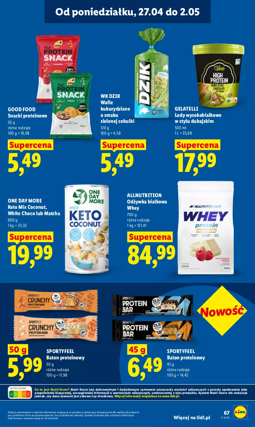 Gazetka promocyjna Lidl - Gazetka ważna od 27.04 do 28.04 - ważna 27.04 do 28.04.2026 - strona 67 - produkty: Baton, Lody, Odżywka, Por, Sok, Sport, Wafle