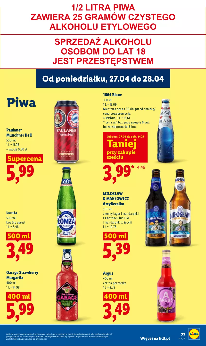 Gazetka promocyjna Lidl - Gazetka ważna od 27.04 do 28.04 - ważna 27.04 do 28.04.2026 - strona 77 - produkty: Gres, Mandarynki, Piwa, Por