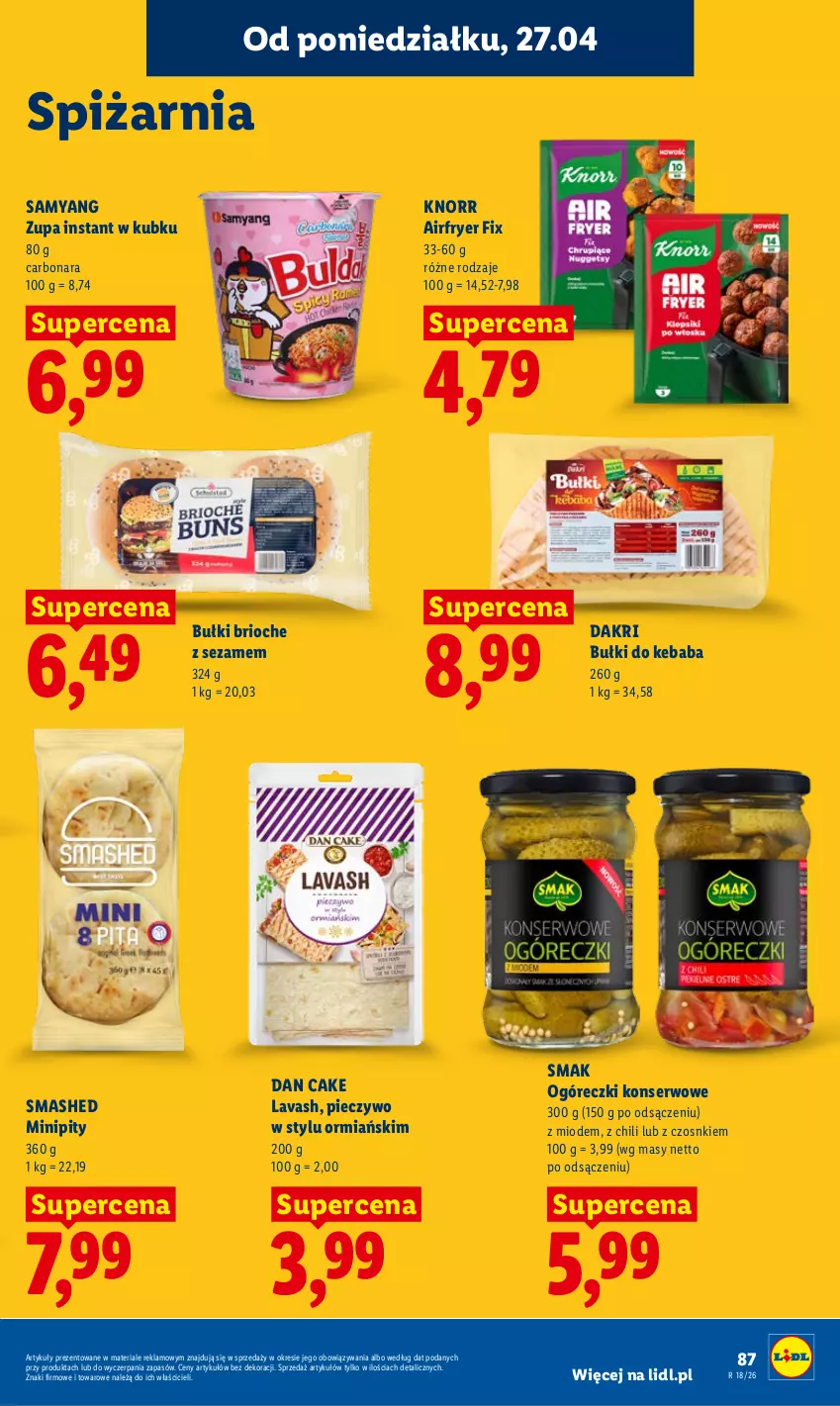 Gazetka promocyjna Lidl - Gazetka ważna od 27.04 do 28.04 - ważna 27.04 do 28.04.2026 - strona 87 - produkty: Dan Cake, Kebab, Knorr, Piec, Pieczywo, Ser, Sezam, Zupa