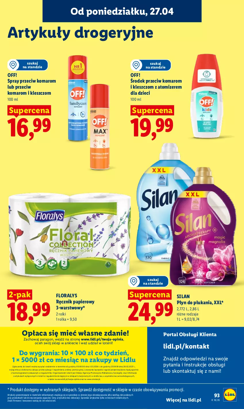 Gazetka promocyjna Lidl - Gazetka ważna od 27.04 do 28.04 - ważna 27.04 do 28.04.2026 - strona 93 - produkty: Dzieci, Flora, Gra, Laur, Mola, Papier, Płyn do płukania, Por, Portal, Ręcznik, Rolki, Silan