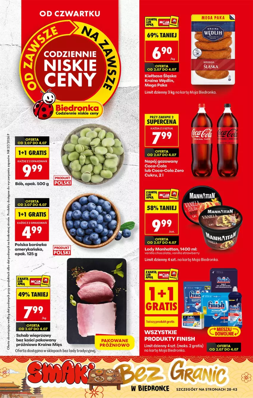 Gazetka promocyjna Biedronka - Od Czwartku - ważna 02.07 do 08.07.2026 - strona 1 - produkty: Borówka, Borówka amerykańska, Gra, Kiełbasa, Kret, Schab wieprzowy