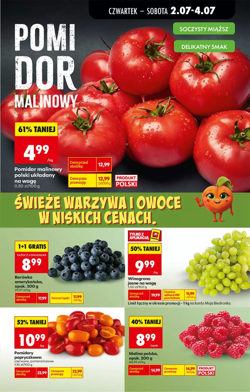 Gazetka promocyjna Biedronka - Od Czwartku - ważna 02.07 do 08.07.2026 - strona 17 - produkty: Borówka, Pomidor malinowy, Pomidory, Wino