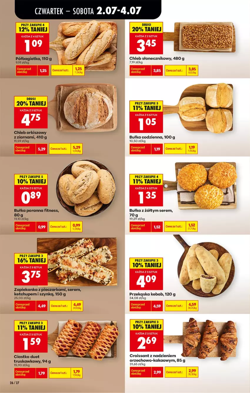 Gazetka promocyjna Biedronka - Od Czwartku - ważna 02.07 do 08.07.2026 - strona 28 - produkty: Bagietka, Bułka, Chleb, Croissant, Kakao, Kebab, Ketchup, Piec, Pieczarka, Półbagietka, Por, Ser, Zapiekanka