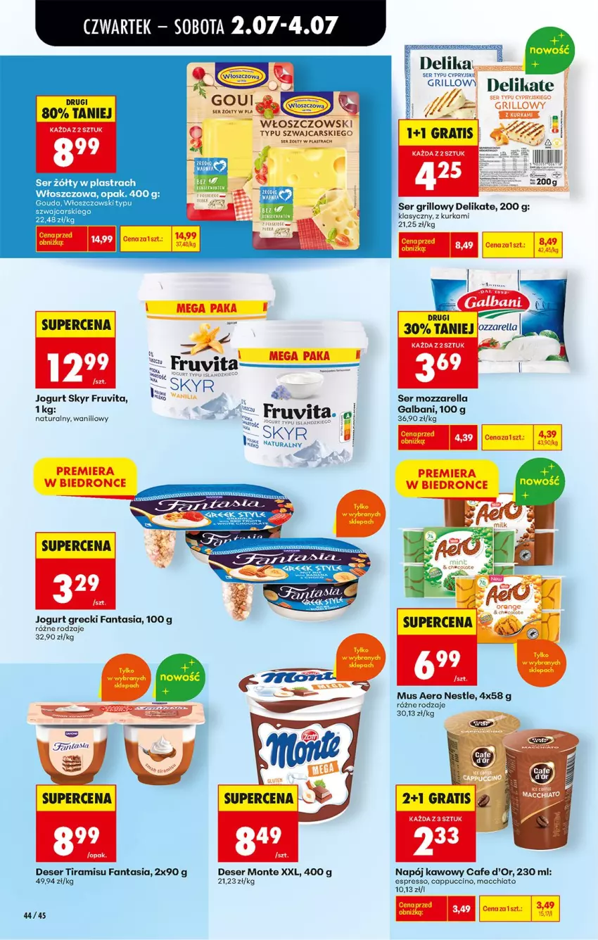 Gazetka promocyjna Biedronka - Od Czwartku - ważna 02.07 do 08.07.2026 - strona 48 - produkty: Cappuccino, Cars, Chia, Deser, Fa, Fanta, Galbani, Gouda, Gra, Grill, Isla, Jogurt, Monte, Mozzarella, Mus, Napój, Ser, Tera, Włoszczowski