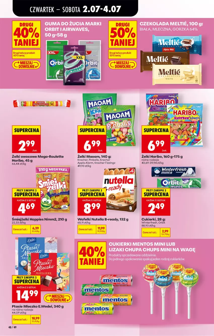 Gazetka promocyjna Biedronka - Od Czwartku - ważna 02.07 do 08.07.2026 - strona 52 - produkty: Cukier, Cukierki, Haribo, Mentos, Mleczko, NBA, Nimm2, Nutella, Orbit, Ptasie mleczko