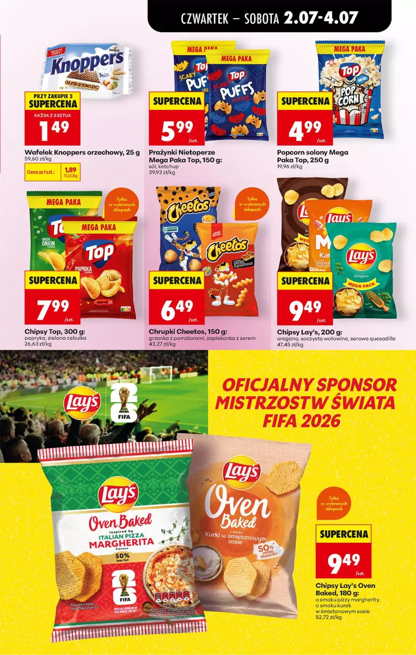 Gazetka promocyjna Biedronka - Od Czwartku - ważna 02.07 do 08.07.2026 - strona 53 - produkty: Cheetos, Chipsy, Chrupki, Ketchup, Knoppers, Papryka, Pizza, Popcorn, Ser, Sól, Sos, Top, Wafelek, Wołowina, Zapiekanka