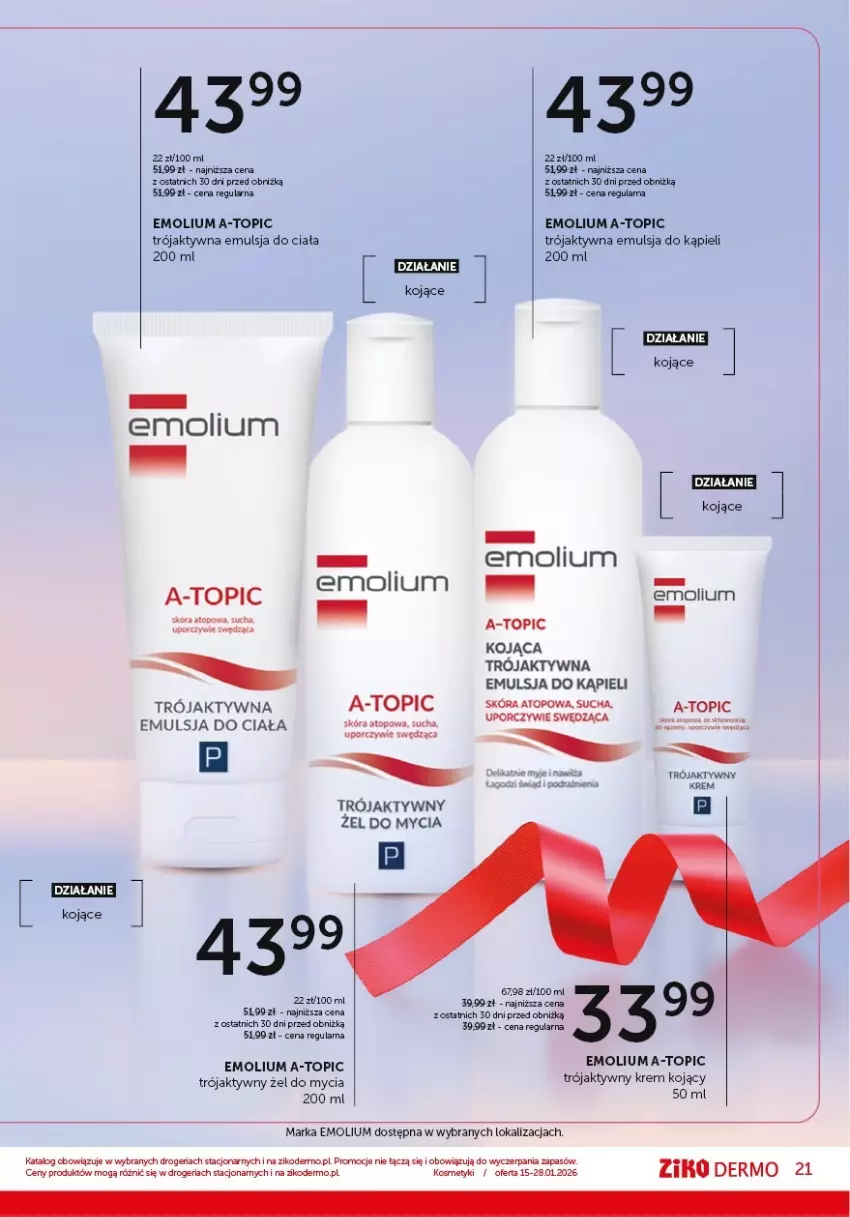 Gazetka promocyjna Ziko - Gazetka Ziko Dermo - ważna 15.01 do 28.01.2026 - strona 21 - produkty: Emolium, Emulsja, Emulsja do kąpieli, Fa, Por, Top