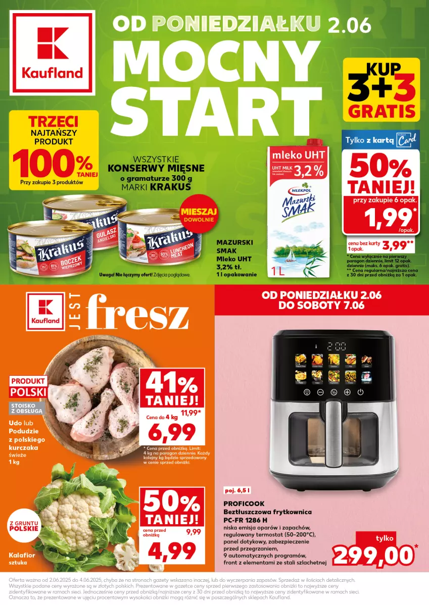 Gazetka promocyjna Kaufland - Mocny Start - ważna 02.06 do 04.06.2025 - strona 1 - produkty: Gra, Grunt, Kalafior, Krakus, Mleko, Olej, Piec, Rama, Ryż, Ser, Termos