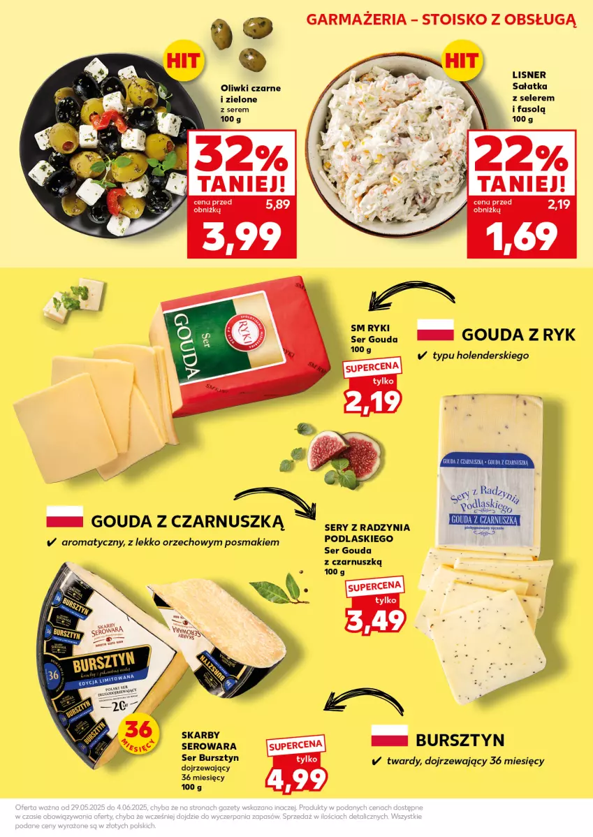 Gazetka promocyjna Kaufland - Mocny Start - ważna 02.06 do 04.06.2025 - strona 15 - produkty: Bursztyn, Fa, Gouda, Lisner, Oliwki, Oliwki czarne, Podlaski, Sałat, Sałatka, Ser