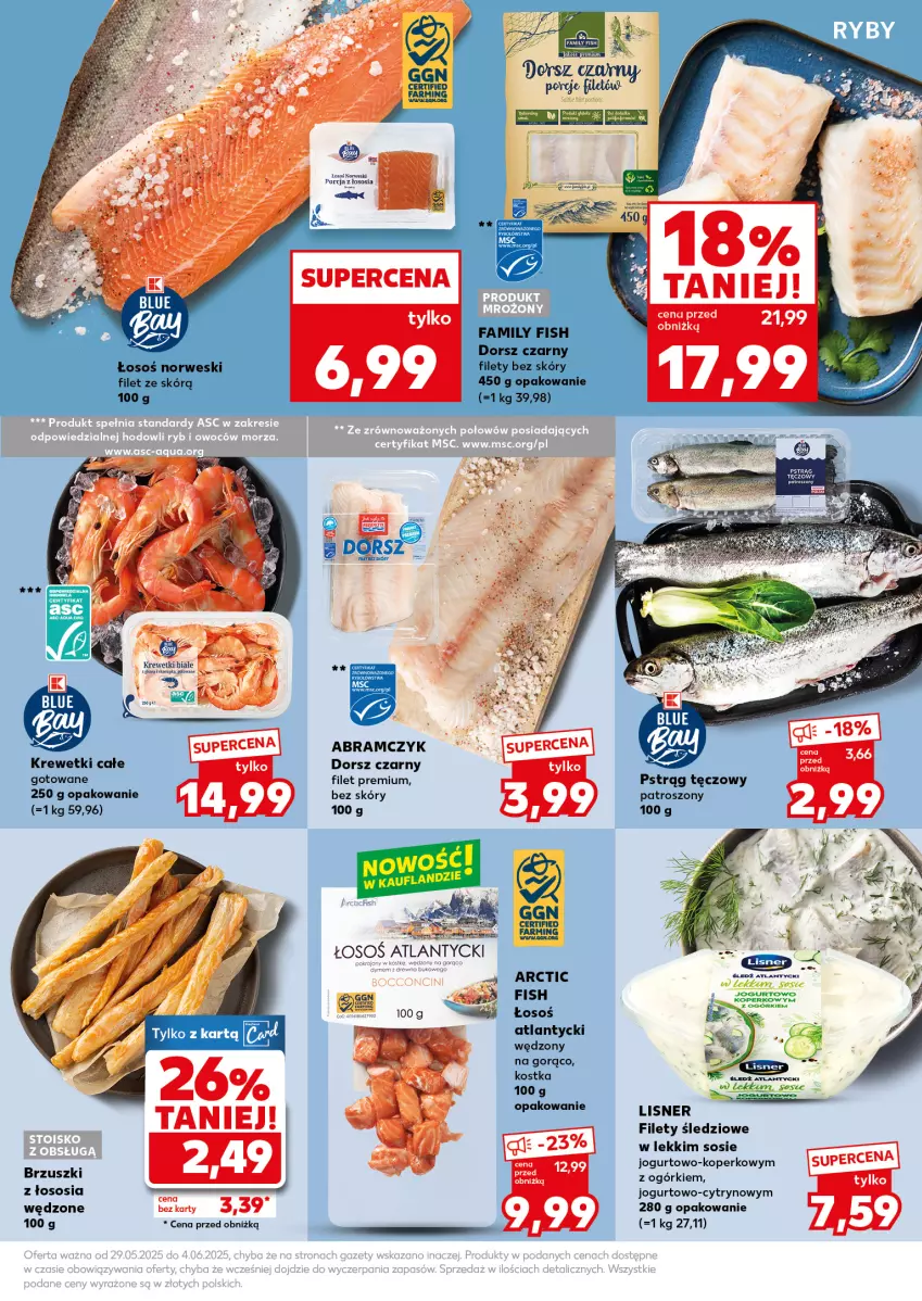Gazetka promocyjna Kaufland - Mocny Start - ważna 02.06 do 04.06.2025 - strona 19 - produkty: Dorsz, Fa, Jogurt, Krewetki, Lisner, Pstrąg, Pstrąg tęczowy, Sos