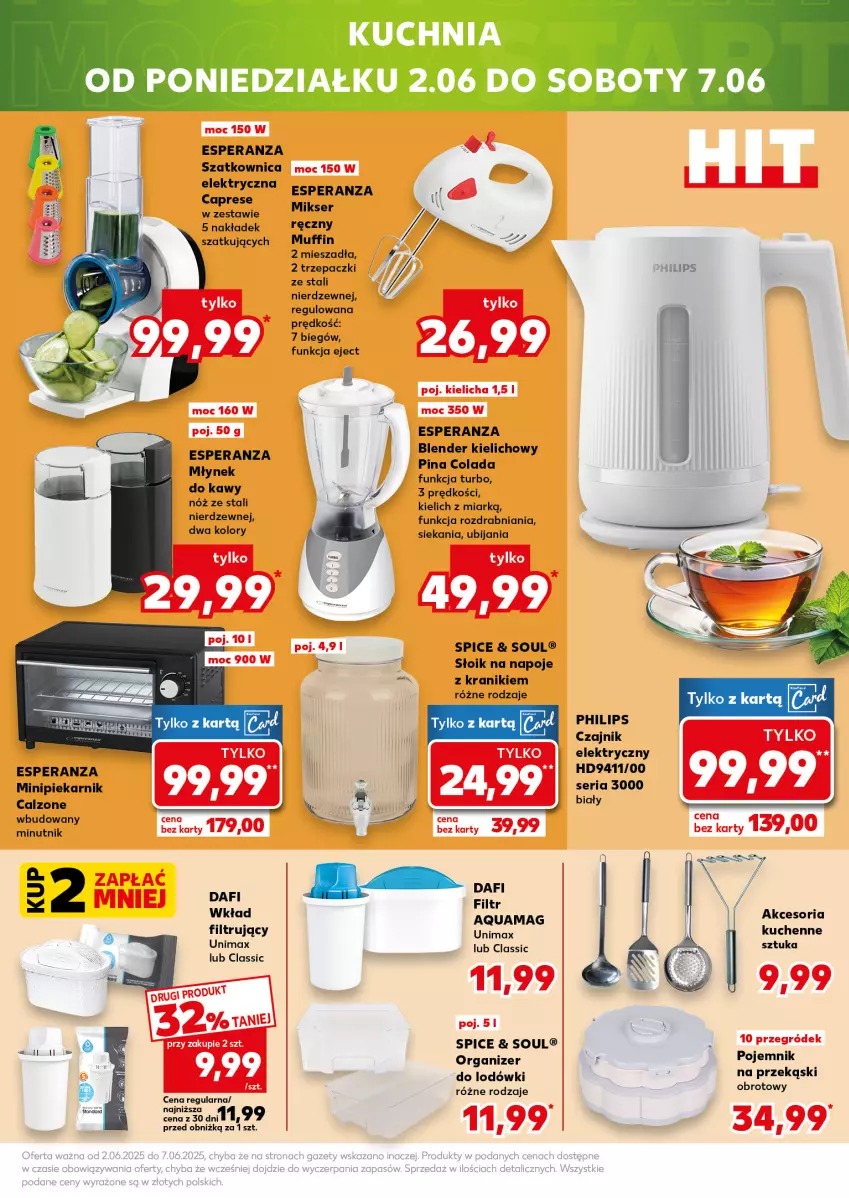 Gazetka promocyjna Kaufland - Mocny Start - ważna 02.06 do 04.06.2025 - strona 23 - produkty: Be Be, Blender, Czajnik, Mikser, Mikser ręczny, Minipiekarnik, Młynek, Młynek do kawy, Napoje, Organizer, Philips, Piekarnik, Pojemnik, Ser, Szatkownica