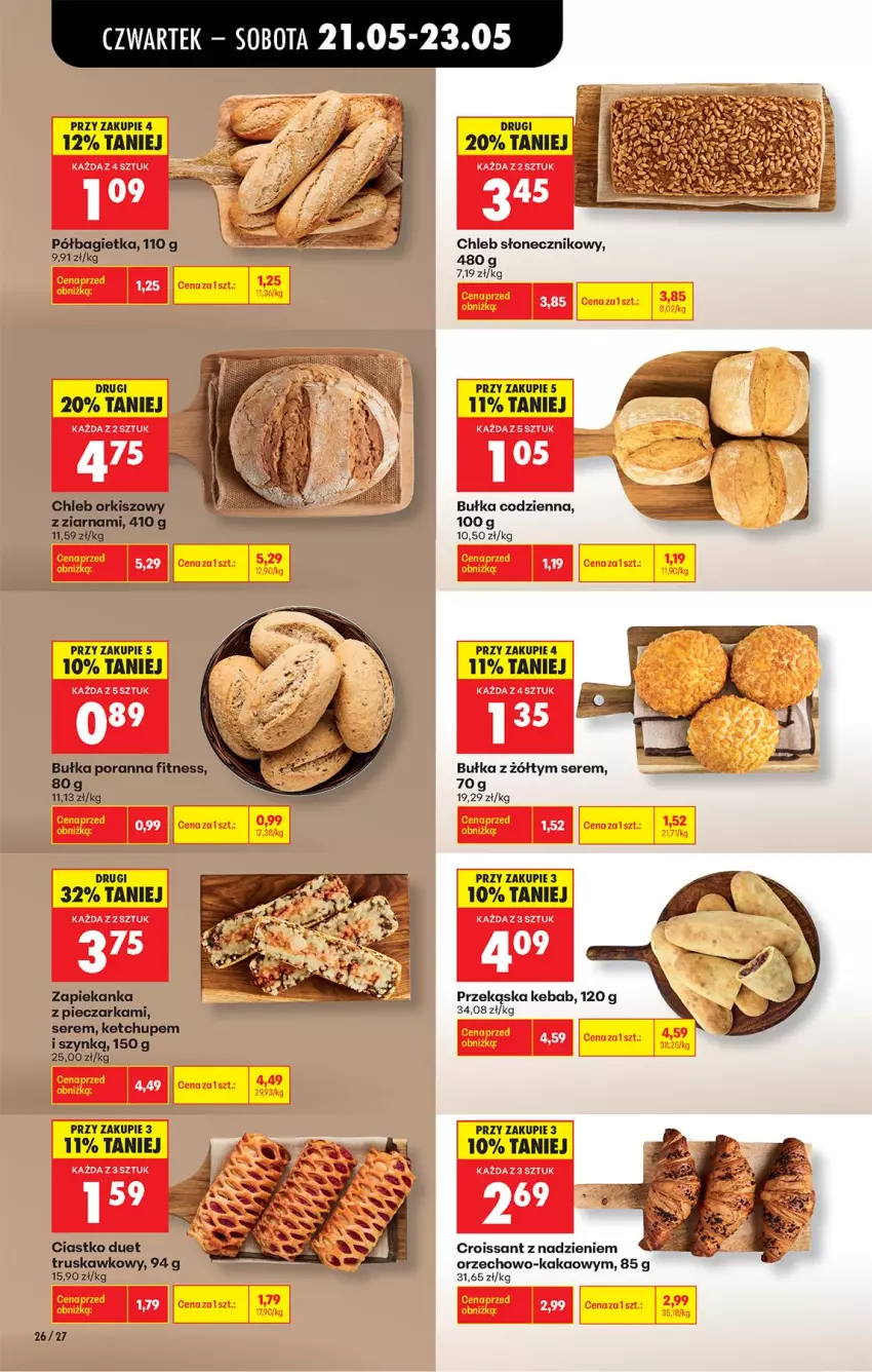 Gazetka promocyjna Biedronka - Od Czwartku - ważna 21.05 do 27.05.2026 - strona 30 - produkty: Bagietka, Bułka, Chleb, Croissant, Kakao, Kebab, Ketchup, Piec, Pieczarka, Półbagietka, Por, Ser, Zapiekanka