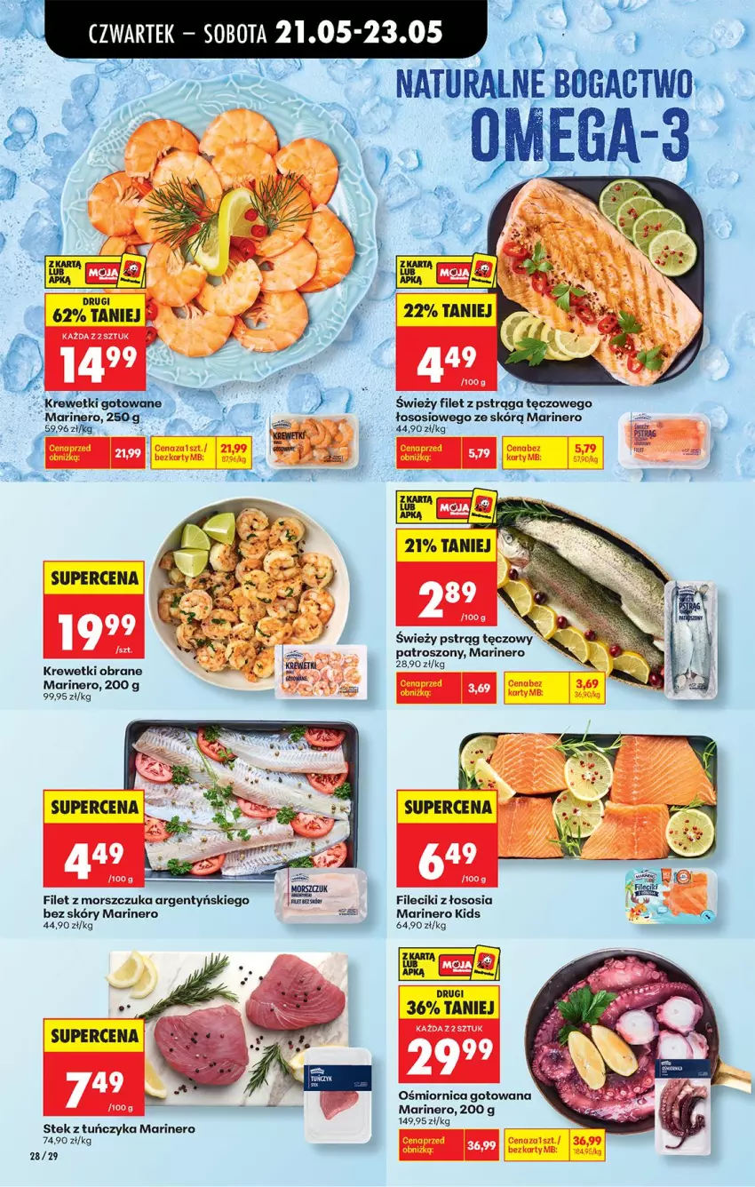 Gazetka promocyjna Biedronka - Od Czwartku - ważna 21.05 do 27.05.2026 - strona 34 - produkty: Fa, Filet z morszczuka, Krewetki, Pstrąg, Pstrąg tęczowy, Sos, Stek, Tuńczyk