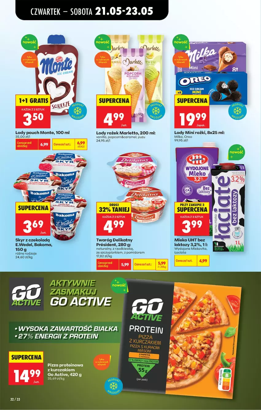 Gazetka promocyjna Biedronka - Od Czwartku - ważna 21.05 do 27.05.2026 - strona 38 - produkty: Fa, Gra, Kurczak, Lody, Milka, Mleko, Monte, Oreo, Pizza, Popcorn, Sok, Twaróg, Twaróg delikatny