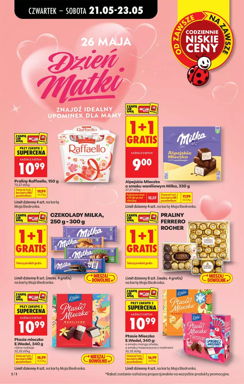 Gazetka promocyjna Biedronka - Od Czwartku - ważna 21.05 do 27.05.2026 - strona 4 - produkty: Fa, Ferrero, Gra, Mango, Mascarpone, Milka, Mleczko, Por, Praliny, Ptasie mleczko, Raffaello