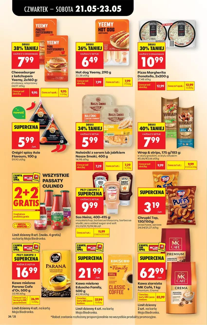 Gazetka promocyjna Biedronka - Od Czwartku - ważna 21.05 do 27.05.2026 - strona 40 - produkty: Bell, Bella, Burger, Chrupki, Fa, Gra, Heinz, Hot dog, Kawa, Kawa mielona, Kawa ziarnista, Ketchup, Naleśniki, Pizza, Pizza margherita, Por, Ser, Sos, Top