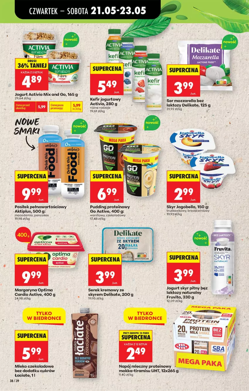 Gazetka promocyjna Biedronka - Od Czwartku - ważna 21.05 do 27.05.2026 - strona 44 - produkty: Activia, Aktiplus, Bell, Bella, Jogobella, Jogurt, Kefir, Margaryna, Mleko, Mozzarella, Napój, Napój mleczny, Optima, Pudding, Ser, Serek