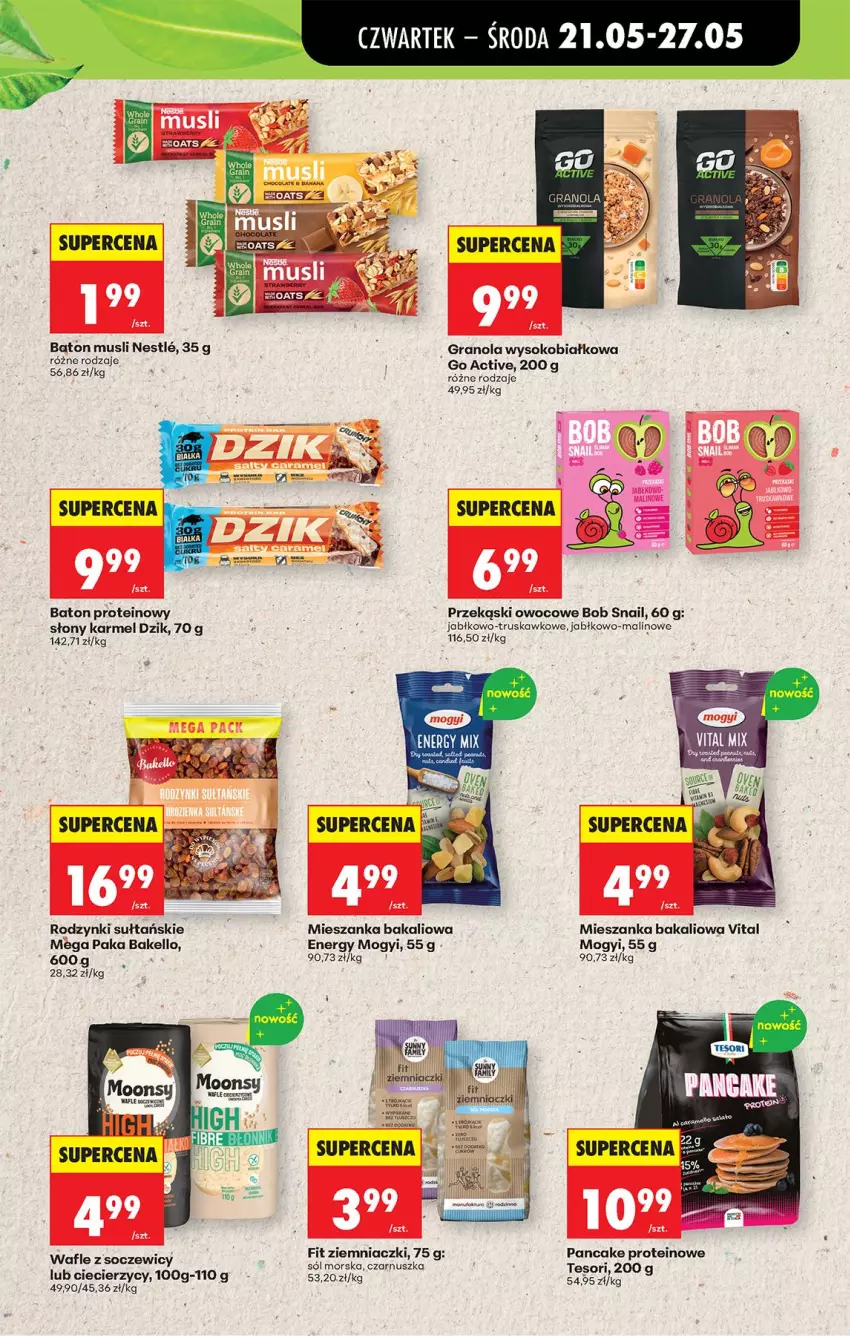 Gazetka promocyjna Biedronka - Od Czwartku - ważna 21.05 do 27.05.2026 - strona 45 - produkty: Baton, Fa, Gra, Granola, Mieszanka bakaliowa, Rodzynki, Sok, Sól, Wafle