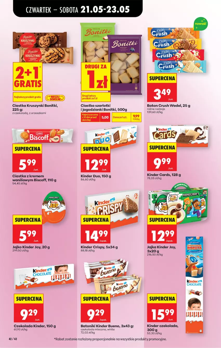 Gazetka promocyjna Biedronka - Od Czwartku - ważna 21.05 do 27.05.2026 - strona 48 - produkty: Baton, Bonitki, Ciastka, Czekolada, Czekolada mleczna, Gra, Kinder, Kinder Bueno, Minecraft, Por, Tonik