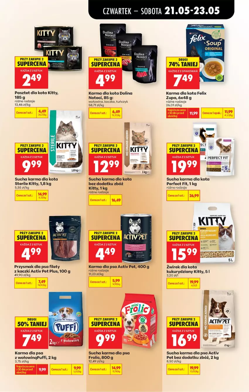 Gazetka promocyjna Biedronka - Od Czwartku - ważna 21.05 do 27.05.2026 - strona 65 - produkty: Felix, Kaczka, Pasztet, Przysmak dla psa, Puf, Sucha karma, Tuńczyk, Wołowina, Zupa