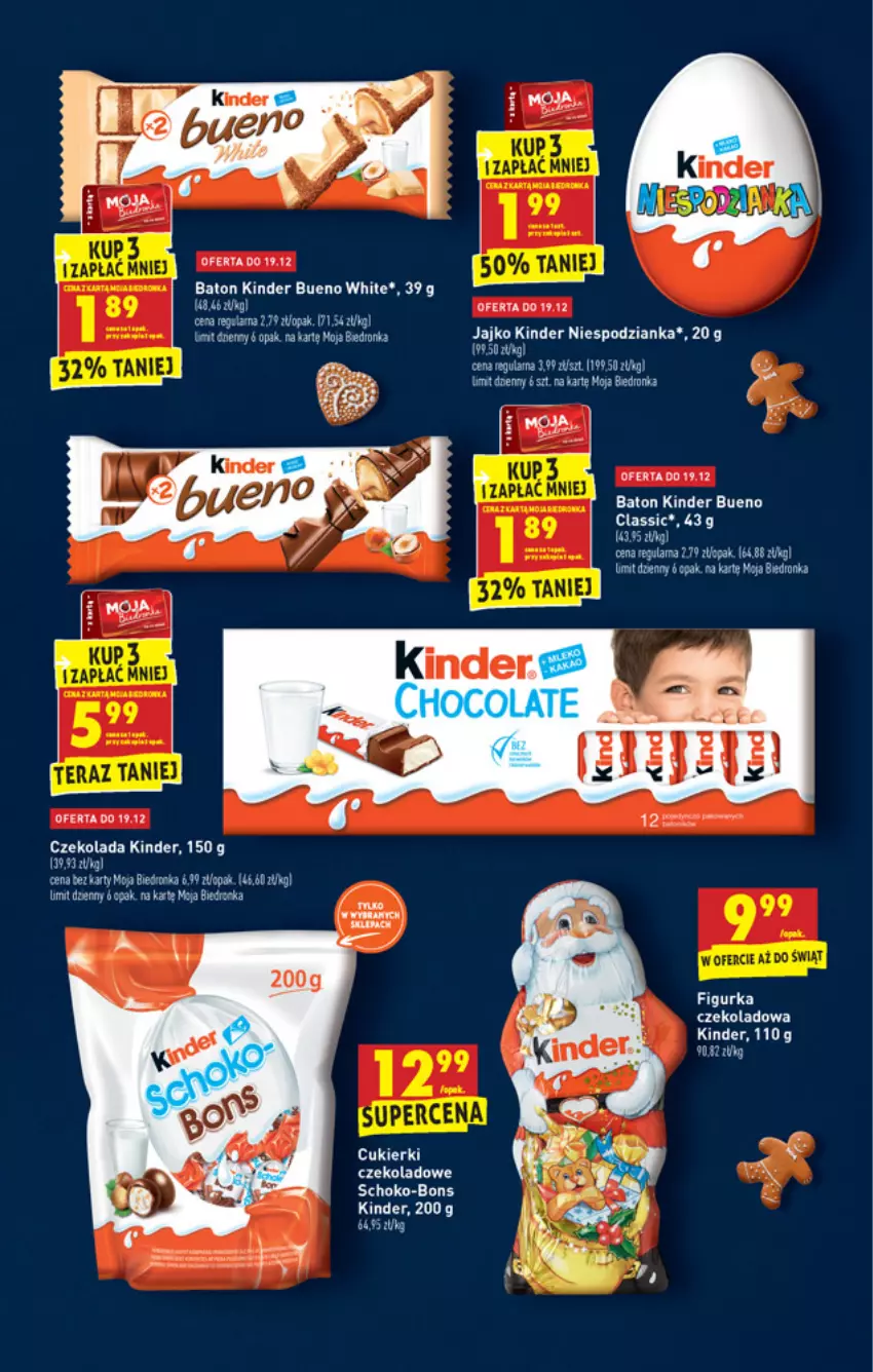 Gazetka promocyjna Biedronka - Wigilia - ważna 16.12 do 22.12.2021 - strona 27 - produkty: Baton, Cukier, Cukierki, Cukierki czekoladowe, Czekolada, Kinder, Kinder Bueno