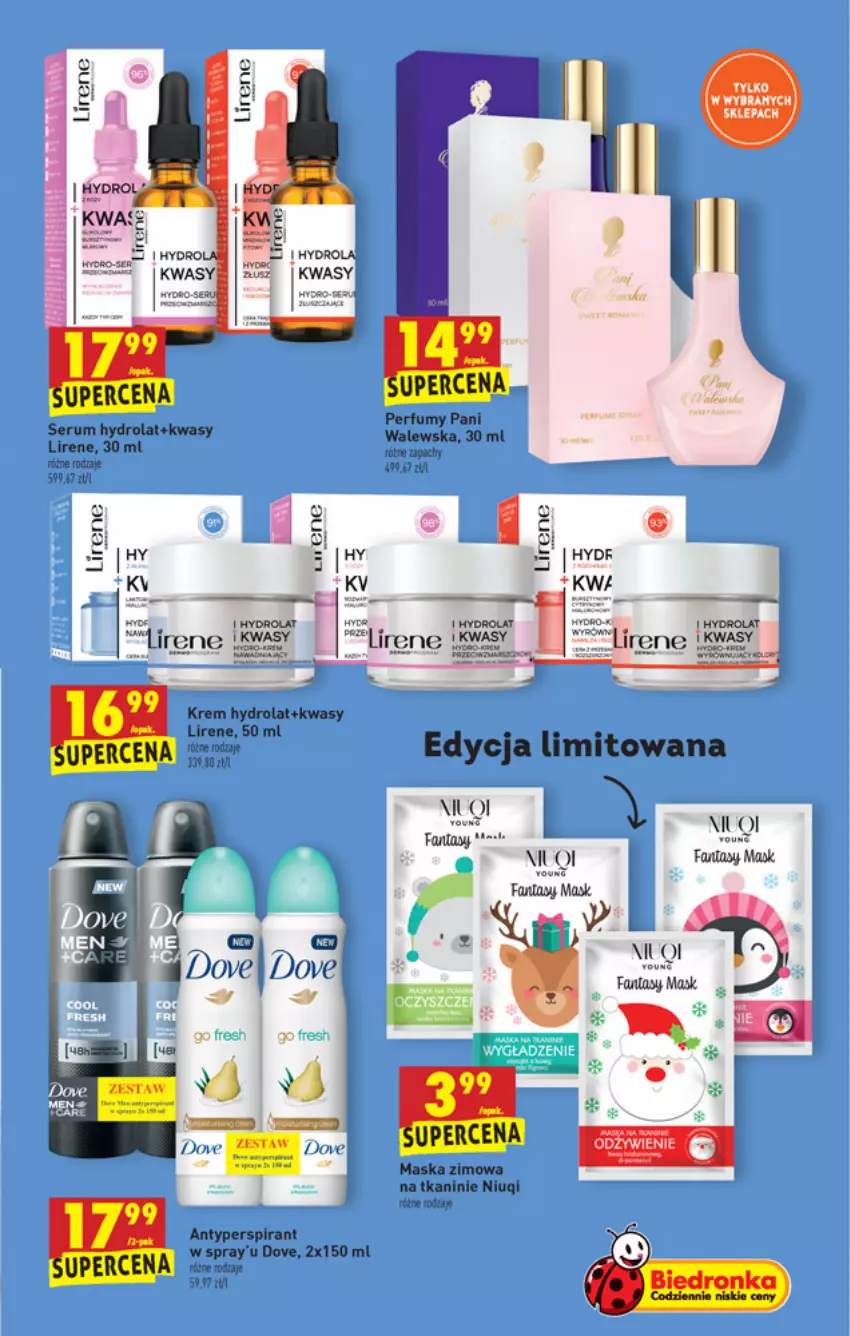 Gazetka promocyjna Biedronka - Wigilia - ważna 16.12 do 22.12.2021 - strona 53 - produkty: Antyperspirant, Dove, Fa, HP, Hydrolat, Lirene, Maska, Niuqi, Perfum, Rum, Ser, Serum