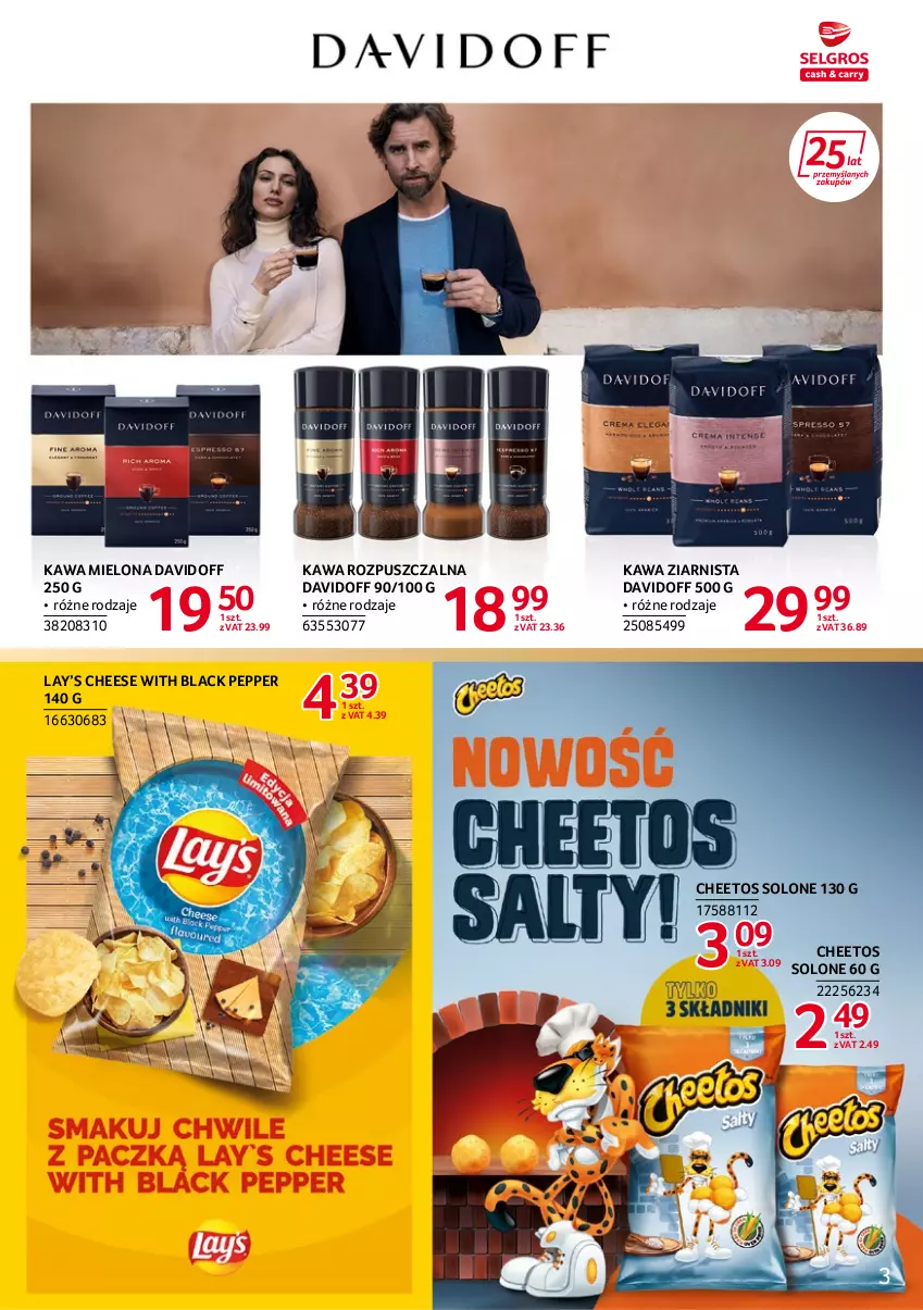 Gazetka promocyjna Selgros - Katalog Markowe Produkty - ważna 02.06 do 14.06.2022 - strona 3 - produkty: Cheetos, Davidoff, Kawa, Kawa mielona, Kawa rozpuszczalna, Kawa ziarnista, Lack, Lay’s