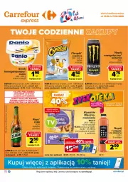 Gazetka promocyjna Carrefour - Gazetka Express - Gazetka - ważna od 17.10 do 17.10.2022 - strona 1 - produkty: Piwo, Cheetos, Ser, Kosz, Serek, Mleczko, Czekolada, Tymbark, Danio, Napój, Milka