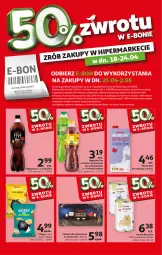 Gazetka promocyjna Auchan - Oferta 50% zwrotu w e-bonie 18-24.04.2024 - Gazetka - ważna od 24.04 do 24.04.2024 - strona 1 - produkty: Telefon, Papier, Ice tea, Chipsy, Chusteczki, Napój, Mleko