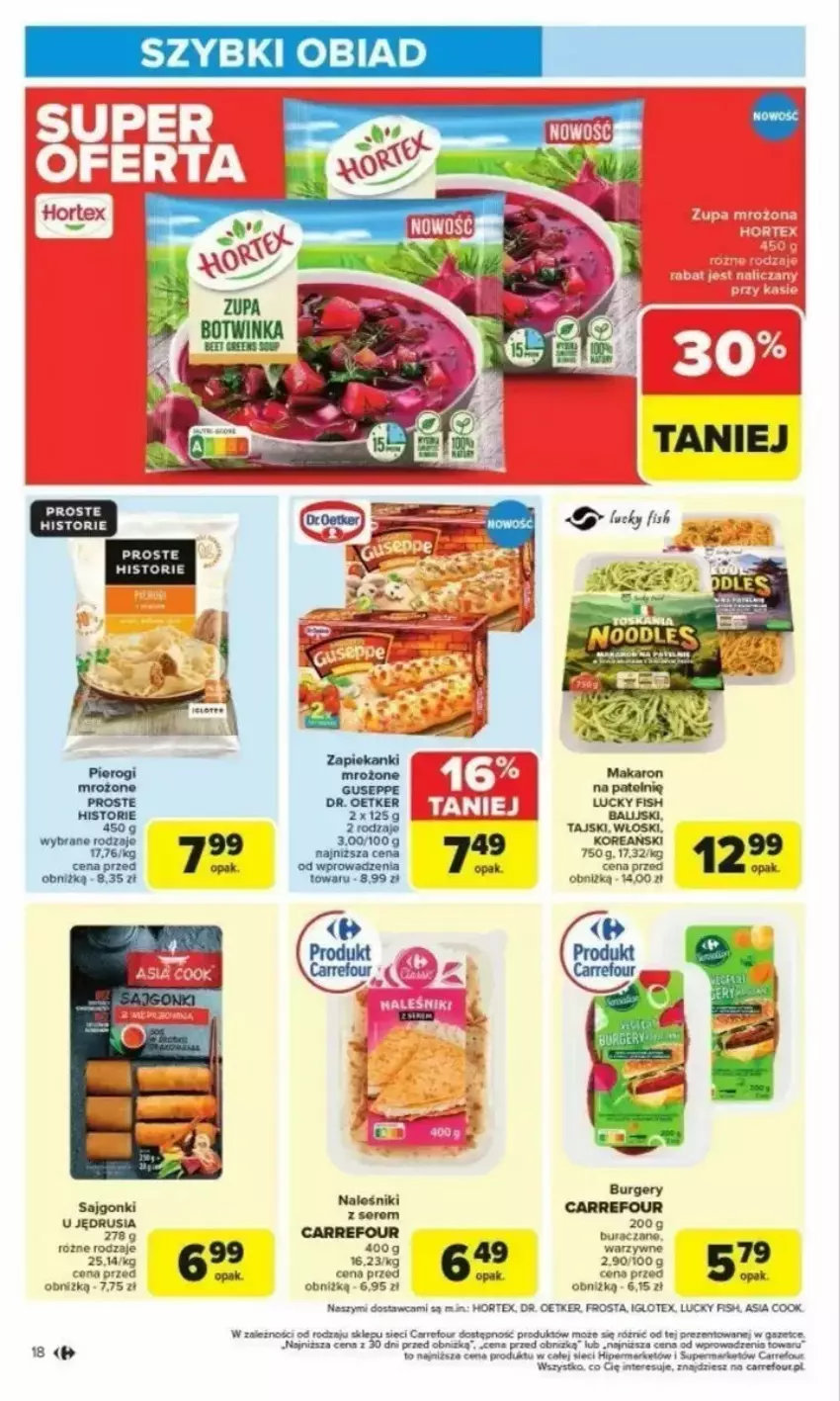 Gazetka promocyjna Carrefour - ważna 24.02 do 01.03.2025 - strona 10 - produkty: Burger, Dr. Oetker, Frosta, Makaron, Naleśniki, Por, Sajgonki