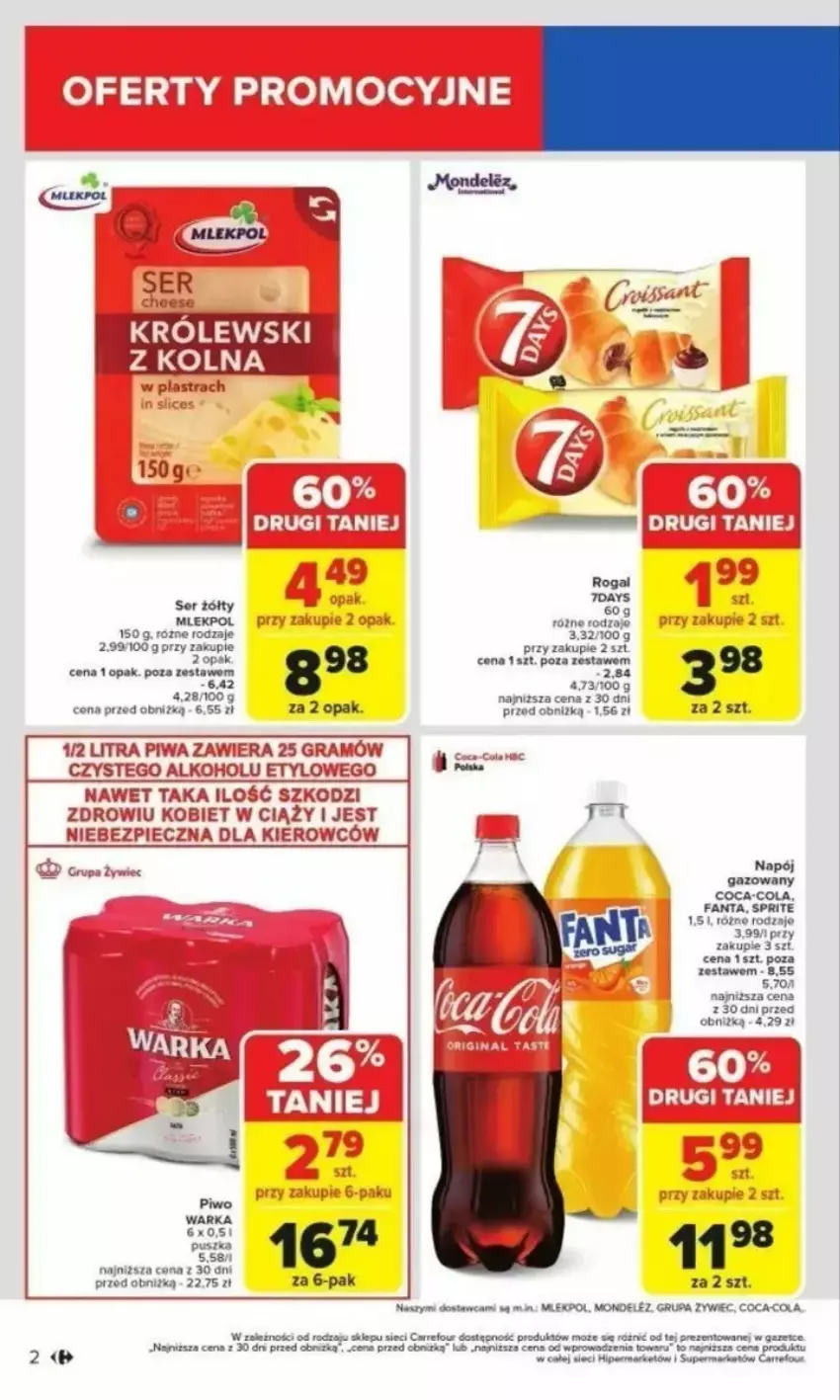 Gazetka promocyjna Carrefour - ważna 24.02 do 01.03.2025 - strona 12 - produkty: Fa, Fanta, Gra, Królewski, Napój, Napój gazowany, Piec, Piwa, Piwo, Por, Ser, Sprite, Warka